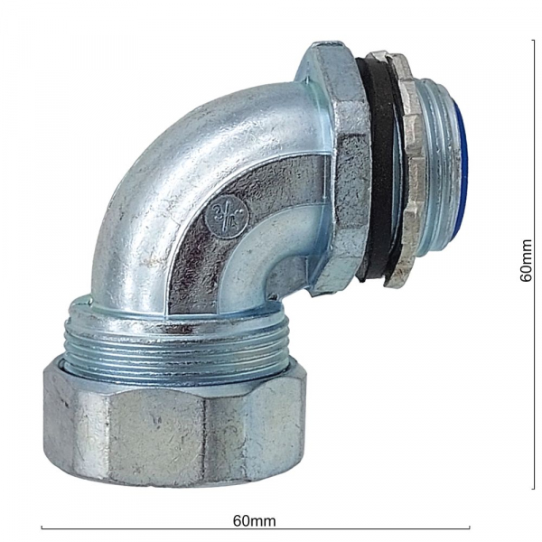 Муфта вводная для металлорукава ду 20 (3/4") поворот 90*