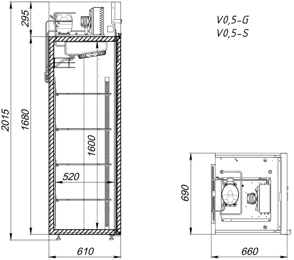Шкаф холодильный Аркто V0.5-G (P) короткая ручка